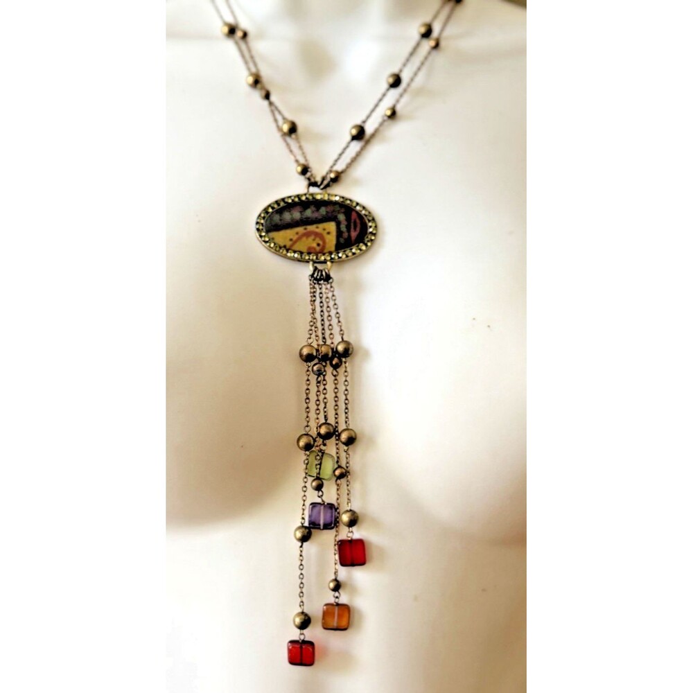 Vintage Babylone Paris Multi-Strand Charm Necklace, Christine Laaban, Signed